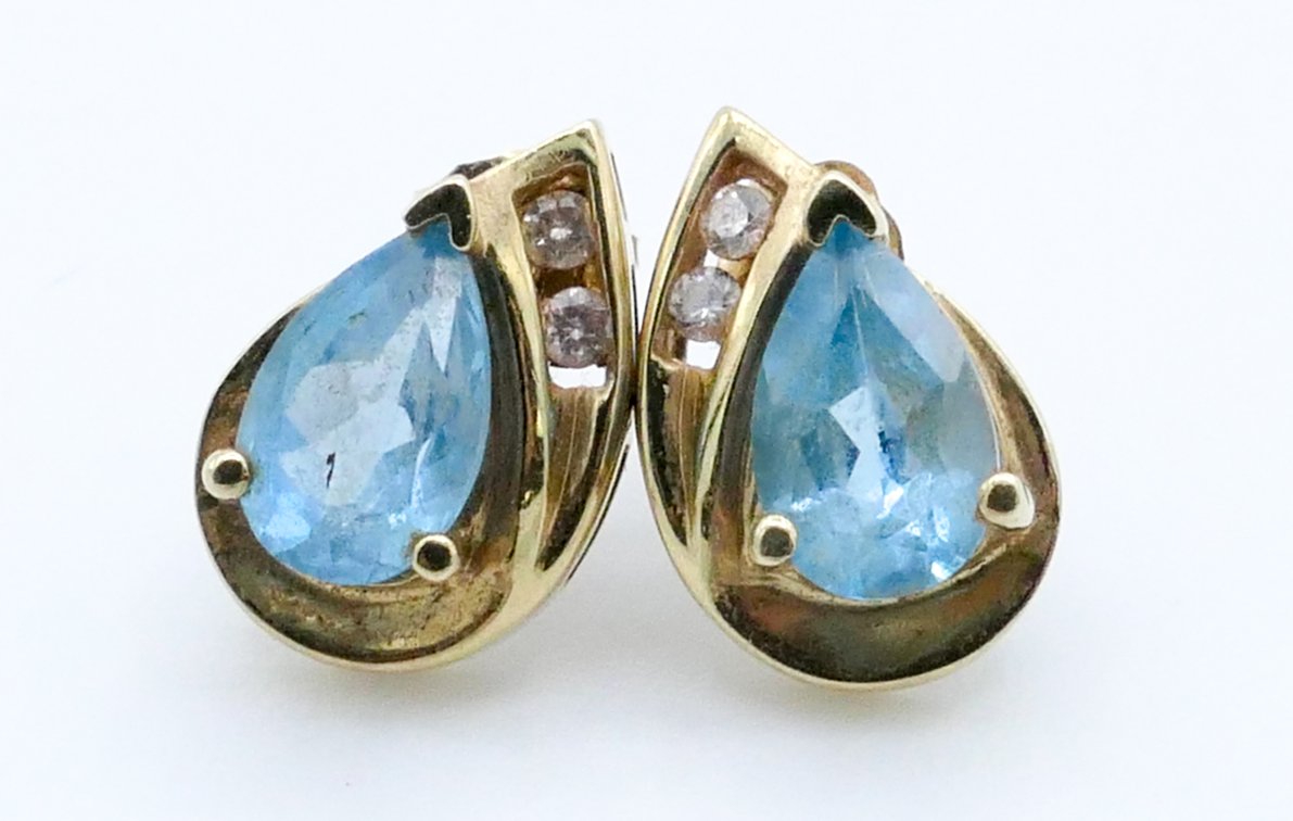 10K Gold, Topaz, and Diamond Earrings
