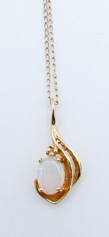 14K Gold Chain with Opal Pendant