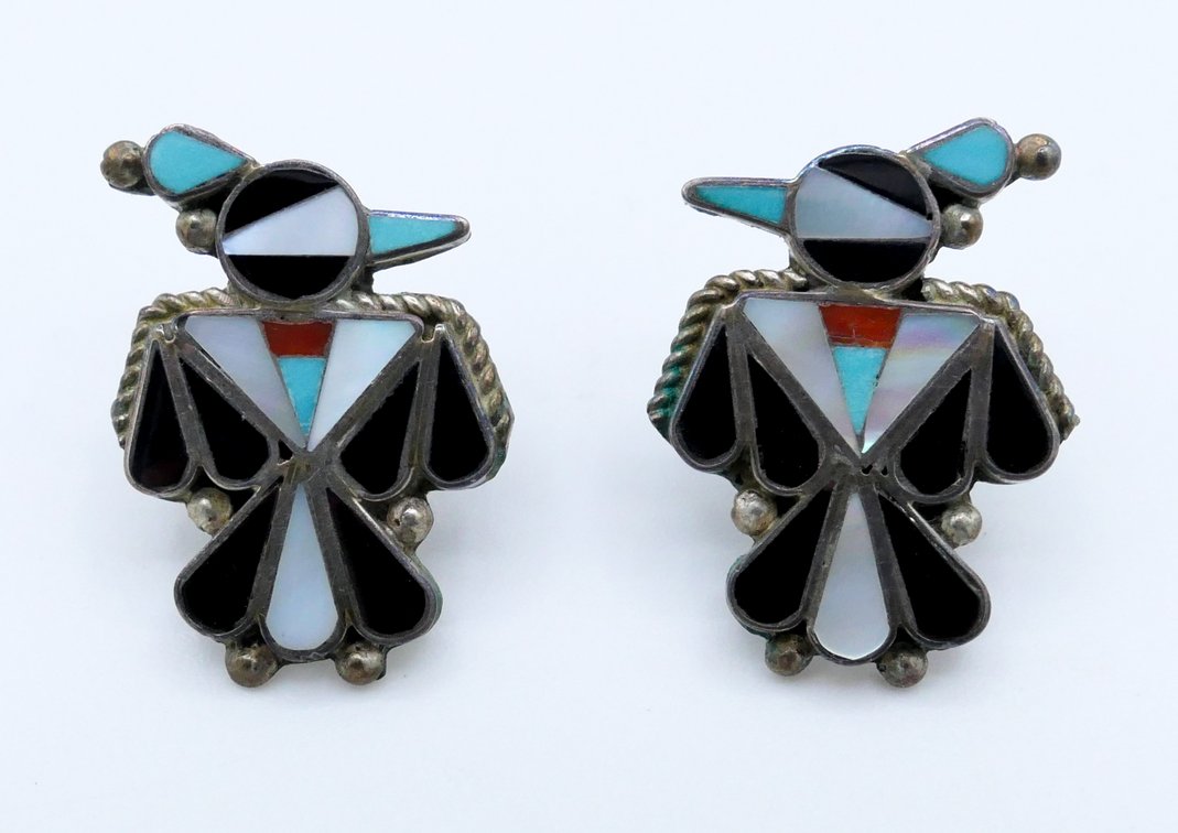 Sterling Zuni Thunderbird Earrings