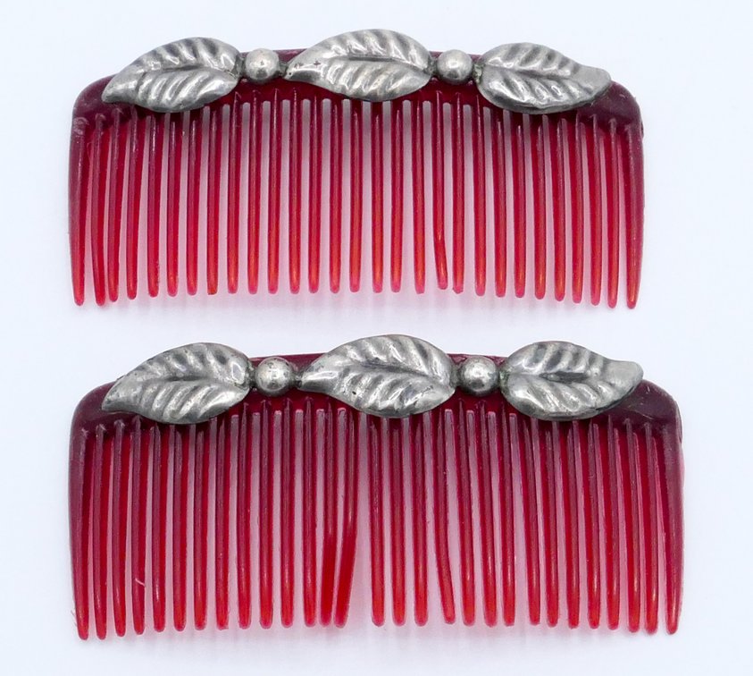 Pair of Hair Combs with Silver Accenting