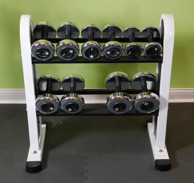 Club Weider Dumbbell Rack and Dumbbells