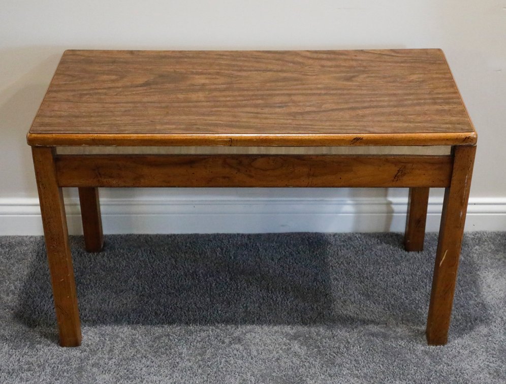 Mid-Century Bench with Gold Accent