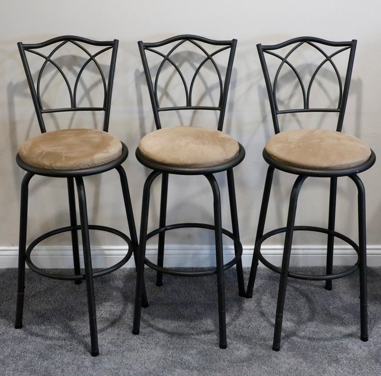Set of Three Light Weight Metal Bar Stools