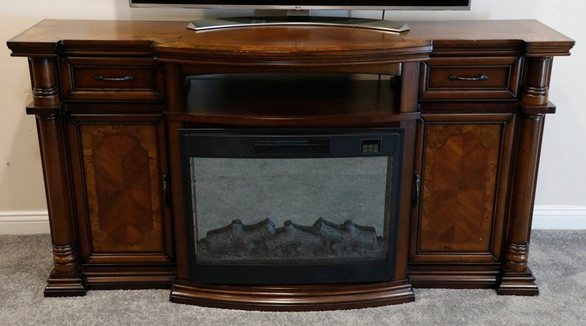 Classic Mahogany Finish Media Console with Fireplace Heater