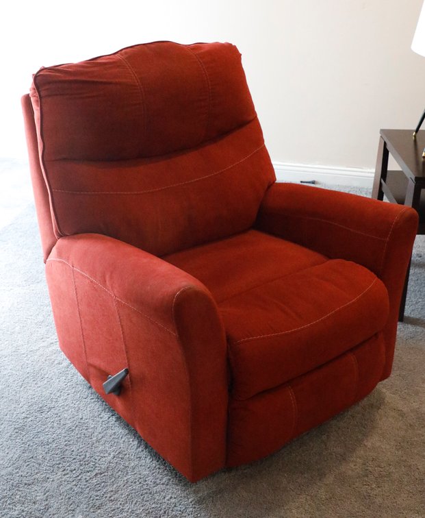 Red Upholstered Rocking Recliner by Ashley Furniture