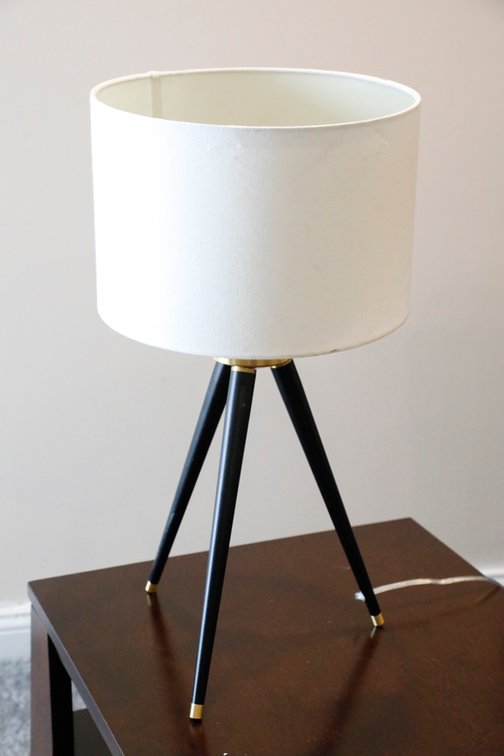 Black Tripod Lamp with Drum Shade
