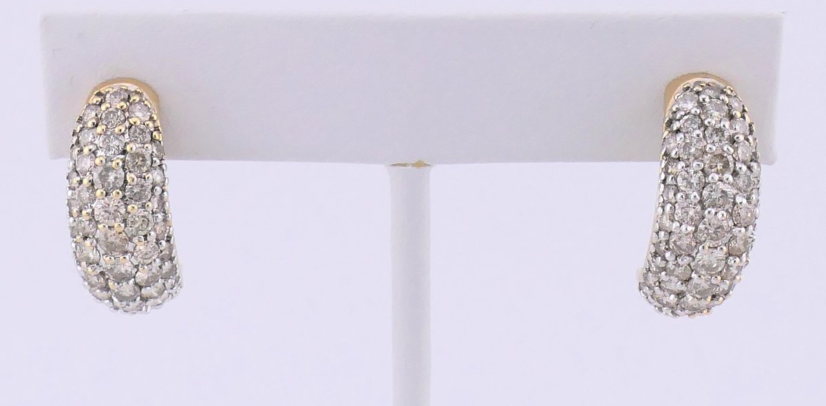 14K Gold Dome Diamond Earrings