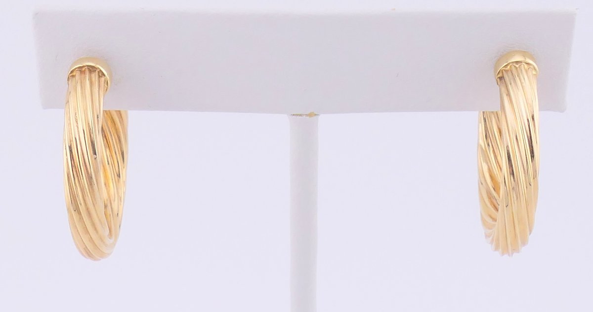 14K Gold Twisted 3/4 Hoop Earrings