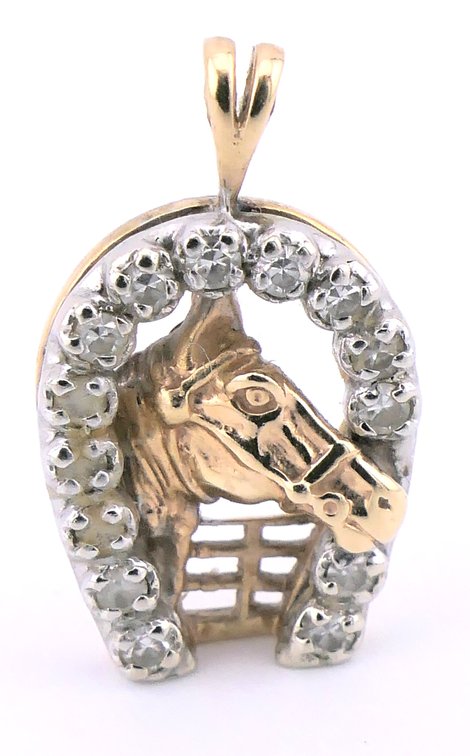 14K Gold and Diamond Horse Pendant
