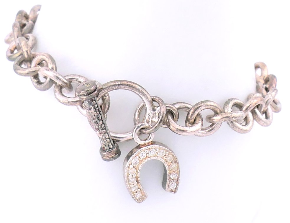 Sterling Link Bracelet with Horseshoe Charm