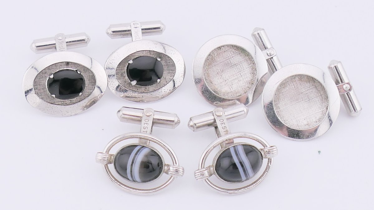 Three Pairs of Sterling Cufflinks