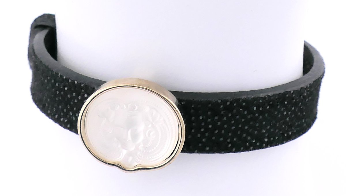 Lalique Wrap Leather Bracelet with Psyche Masque