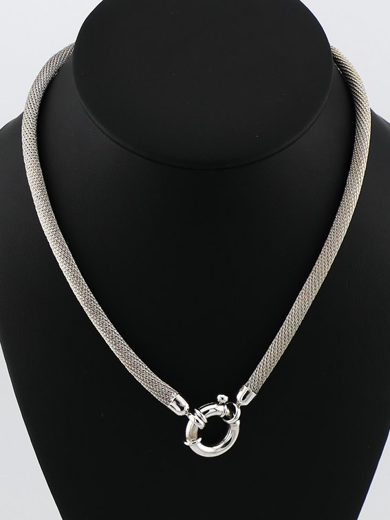 14K White Gold Mesh Necklace