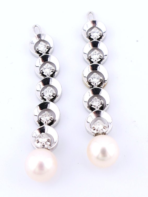 10K White Gold and Diamond Earring Jacket/ Enhancers