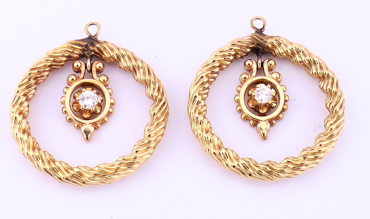 14K Gold and Diamond Earring Jacket/ Enhancers