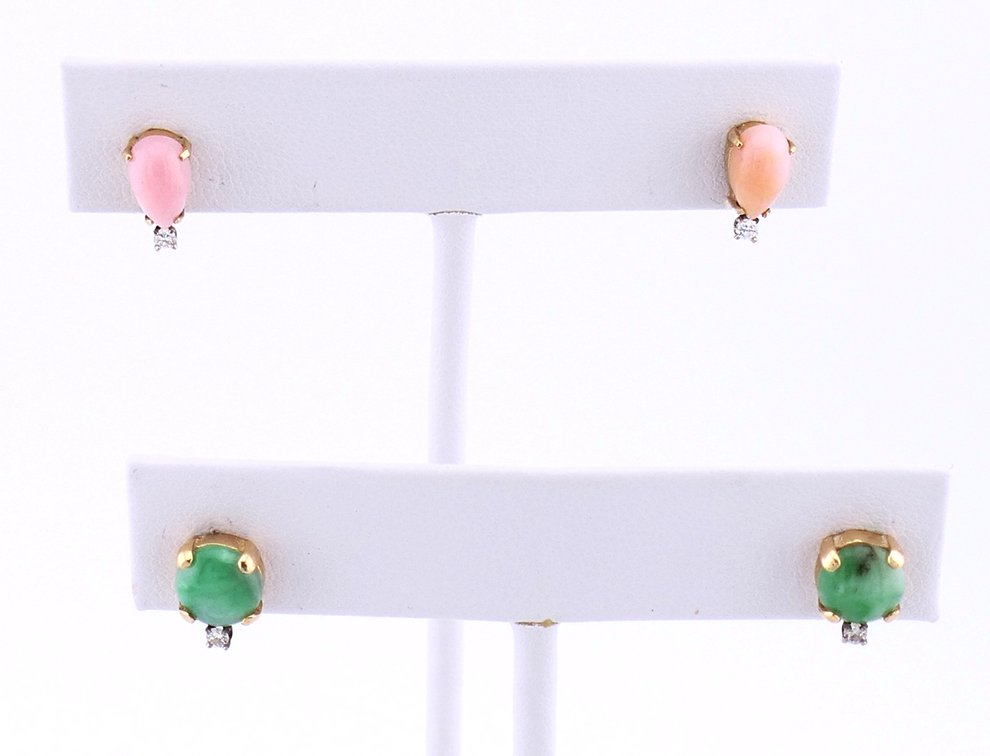 Two Pairs 14K Gold Earrings