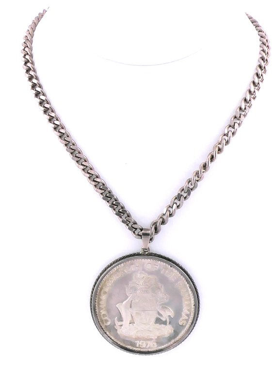 Sterling Bahamas Coin Pendant and Chain