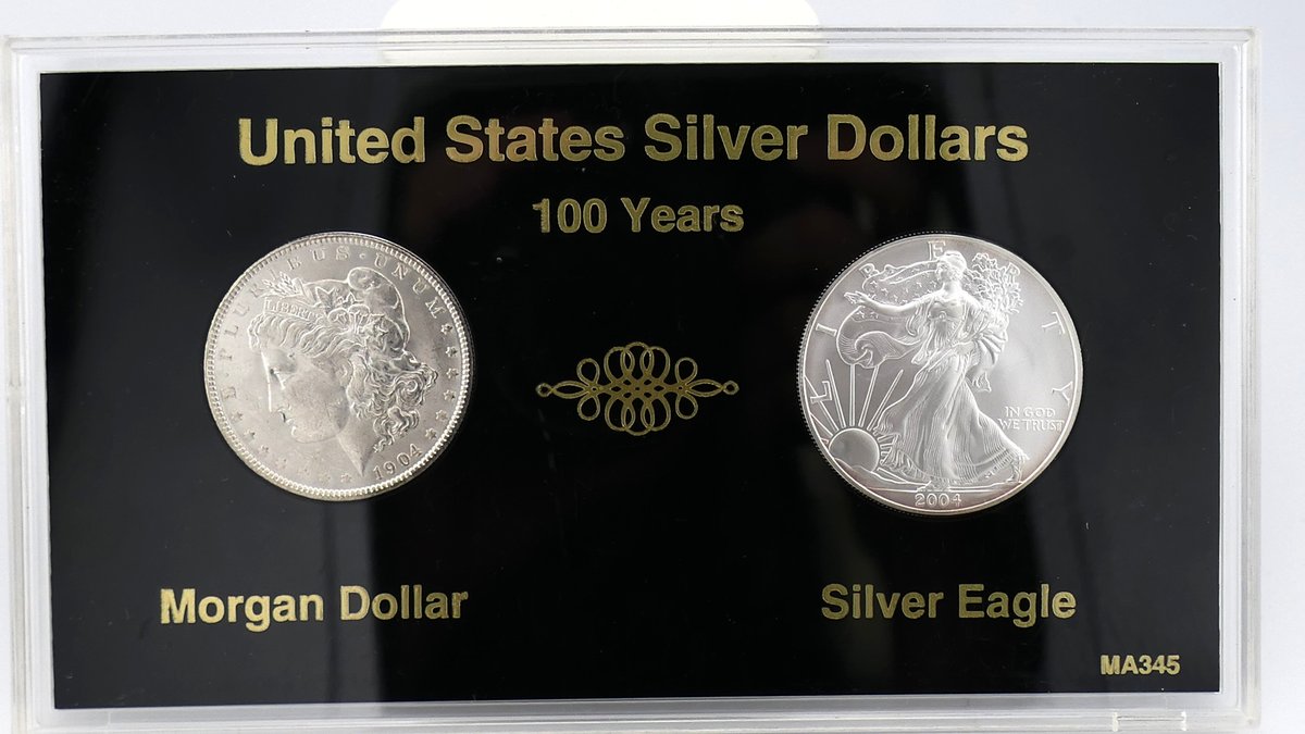 100 Year Morgan and Silver Eagle Dollars in Case