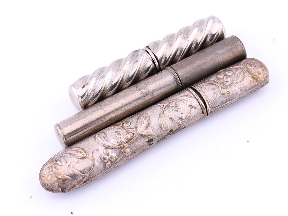 Three Silverplate Needle Cases