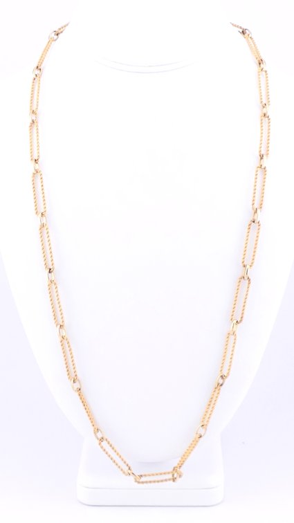 14K Gold Succo Paper Clip Link Chain Necklace