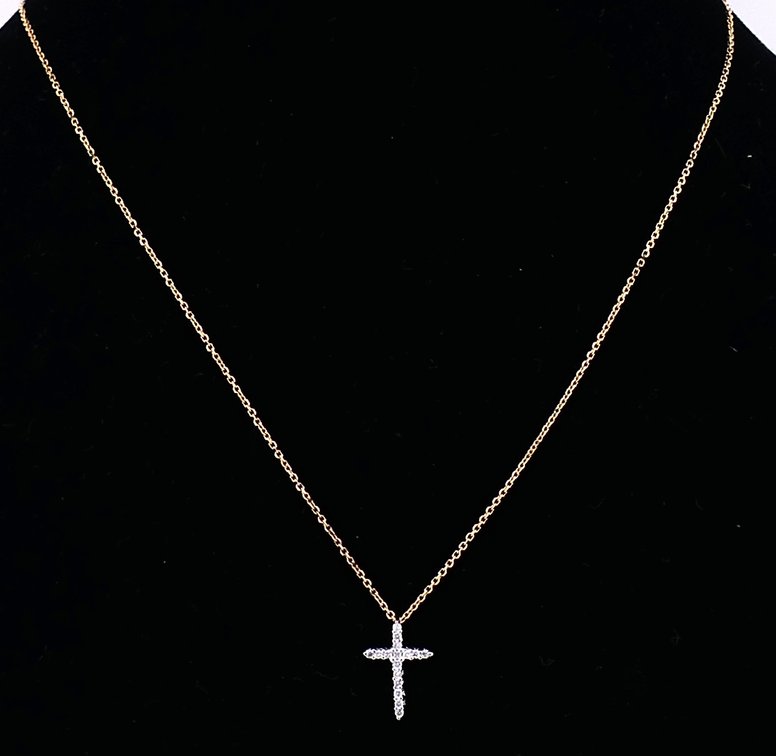 14K Gold Chain with Diamond Cross Pendant