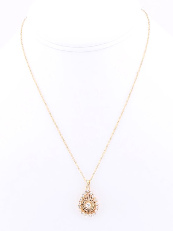 14K Gold Speidel Chain with Diamond Pendant