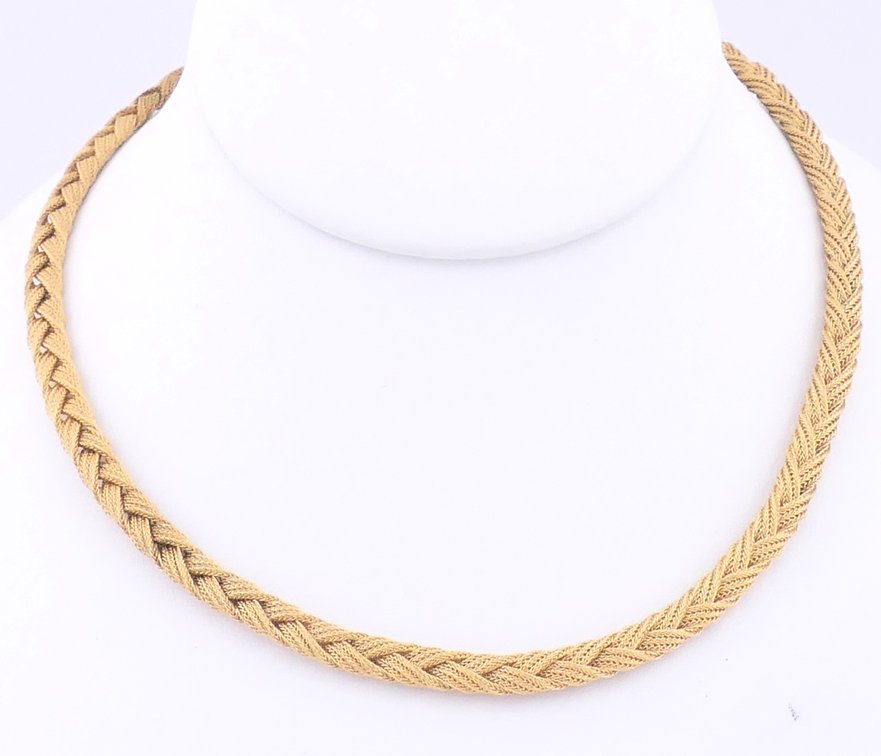 14K Gold Braided Rope Choker Necklace