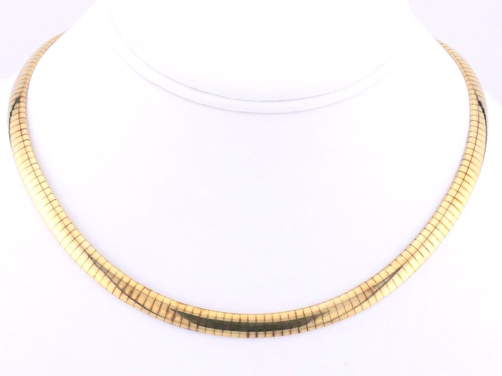 14K Gold Omega Choker Necklace