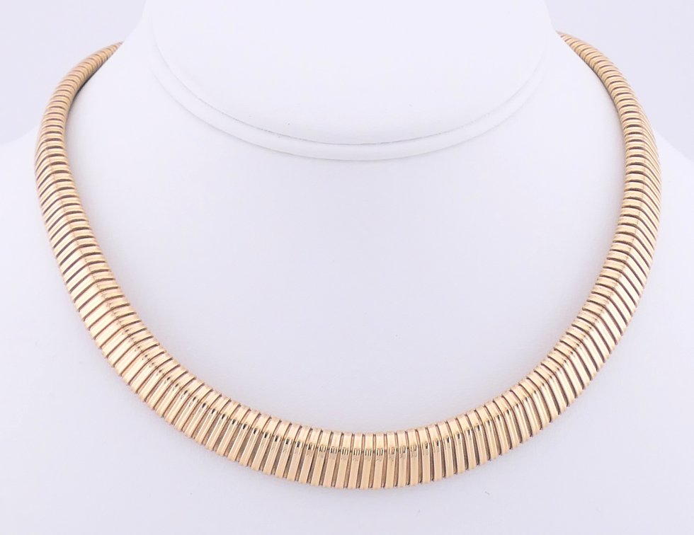 14K Gold Ribbed Flexible Collar Necklace