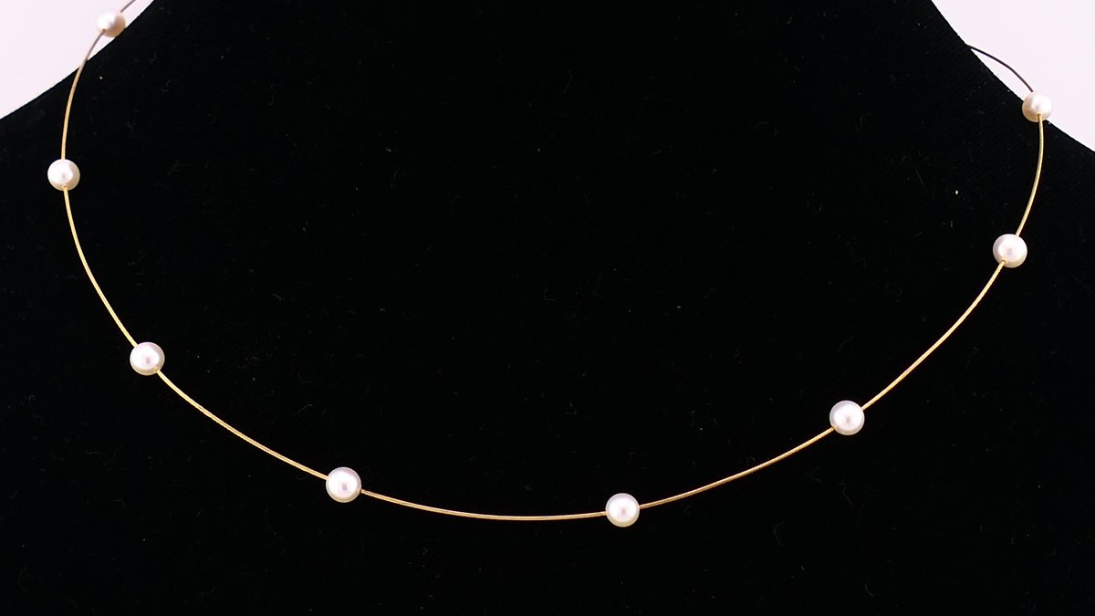 14K Gold Wire and Pearl Choker