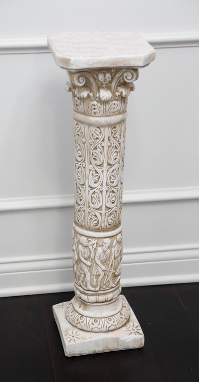 Single Piece Neoclassical Carved Plaster Pedestal Stand