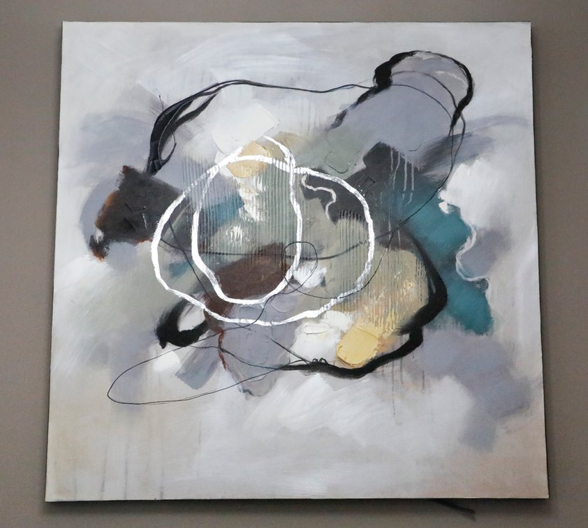 Silver and Muted Tones Abstract Painting