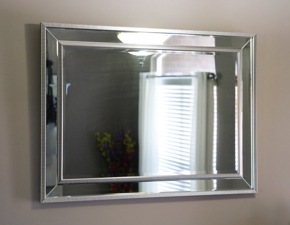 Champagne Silver Beaded Rectangular Mirror