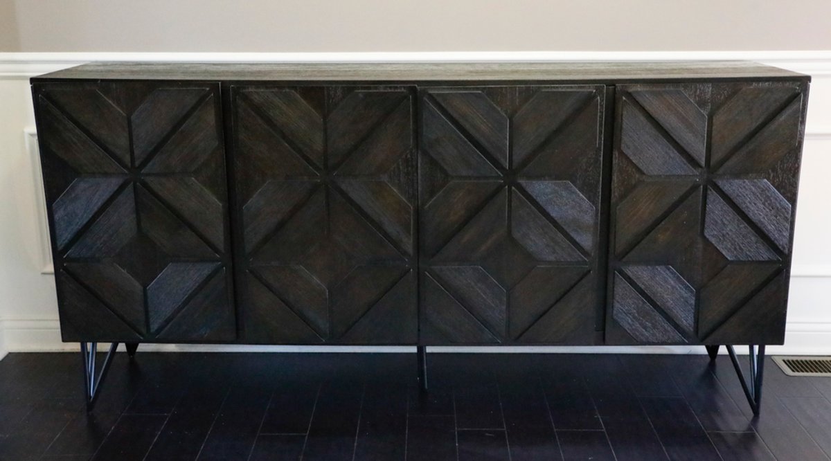 Dark Brown Mango Wood Finish Console Cabinet