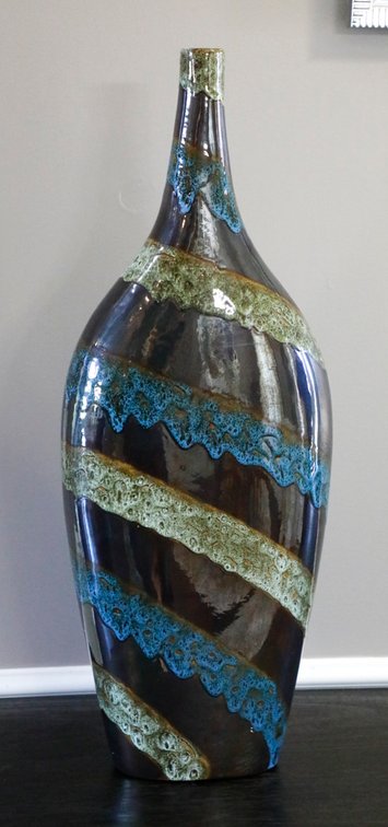 Tall Ceramic Glazed Vase in Muted Tones