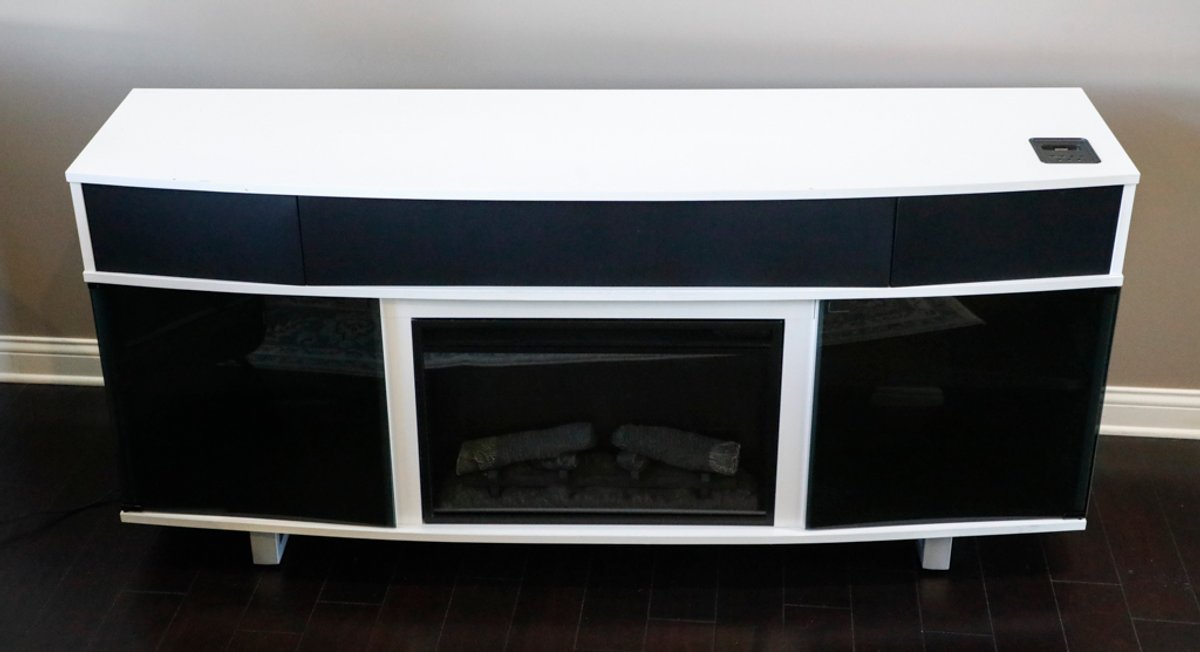 White and Black Electric Fireplace Console Cabinet