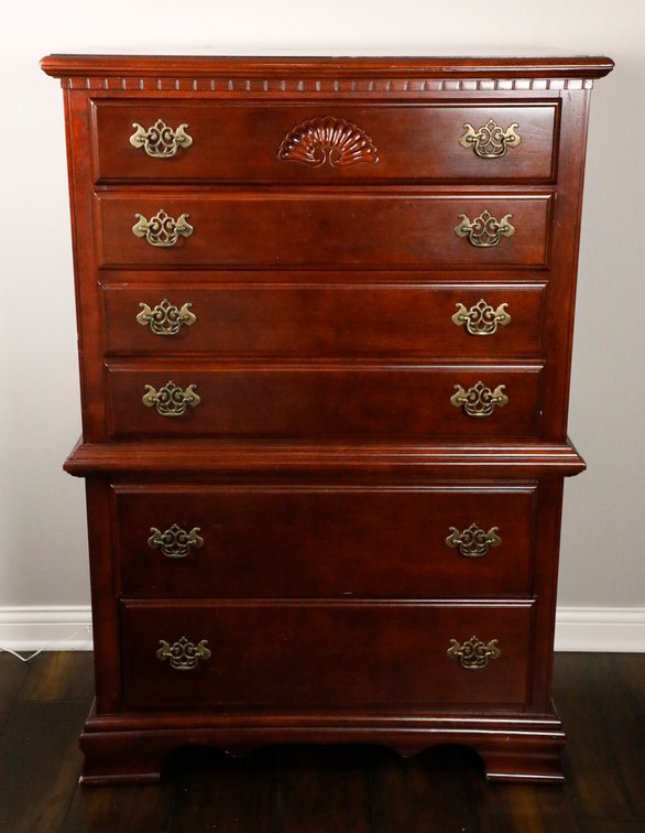 Cherry Finish Chest on Chest
