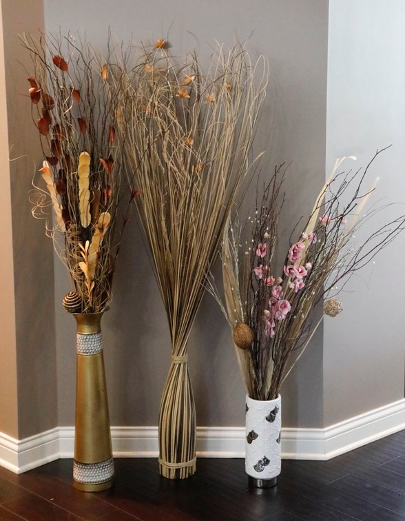 Three Tall Dried Grass/Reed Arrangements