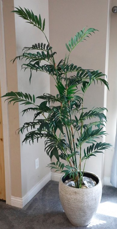 Faux Palm Leaf Tree in Ceramic Pot