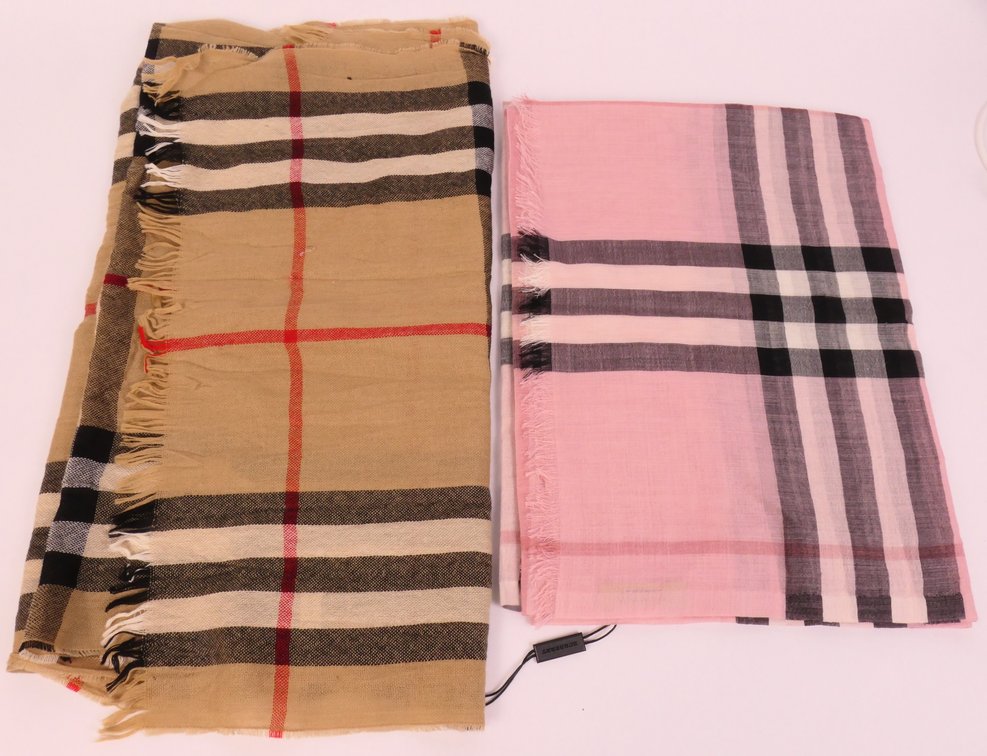 Two Burberry Check Scarves