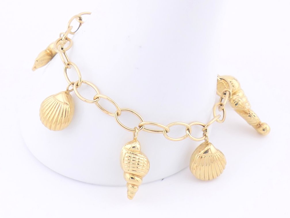 14K Gold Sea Life Charm Bracelet