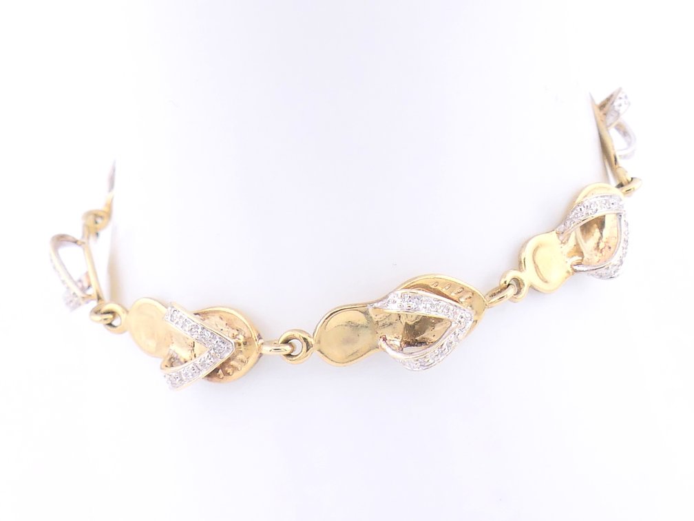 14K Gold and Diamond Flip Flop Bracelet