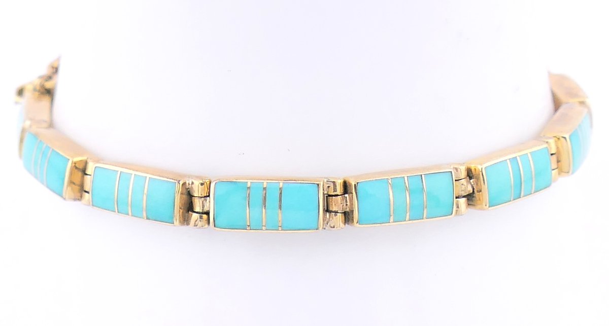 14K Gold and Turquoise Bracelet