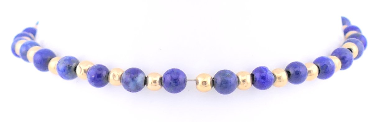 14K Gold Bead and Lapis Lazuli Bracelet