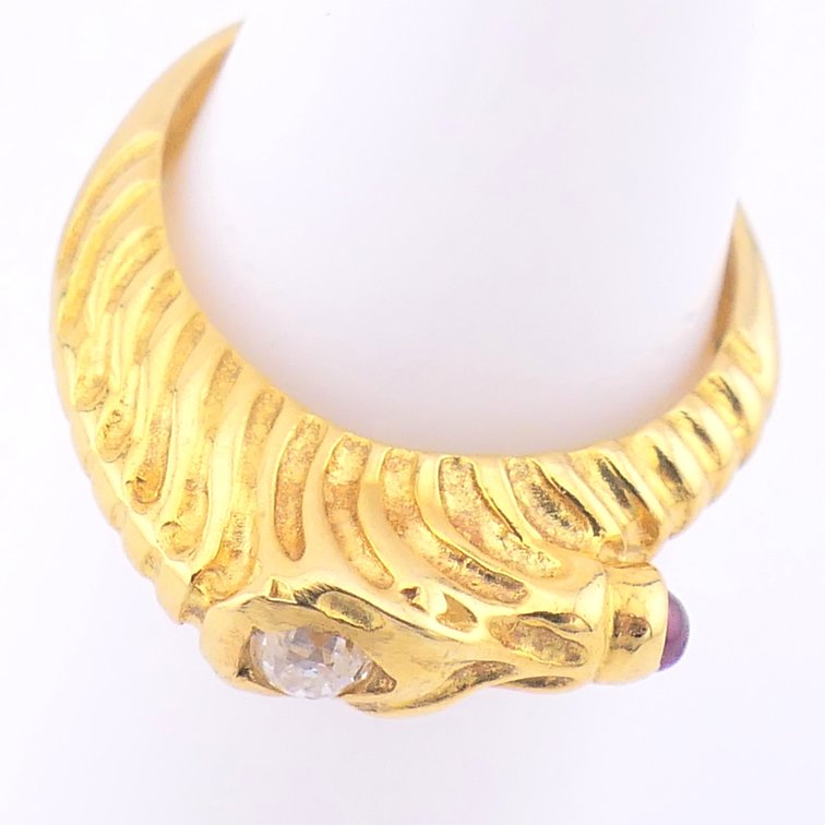 18K Gold Judith Leiber Zebra Ring with Diamond Center