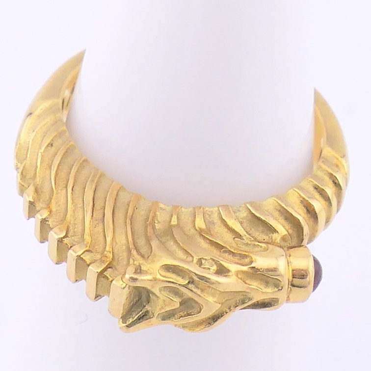 18K Gold Judith Leiber Zebra Ring with Ruby Nose