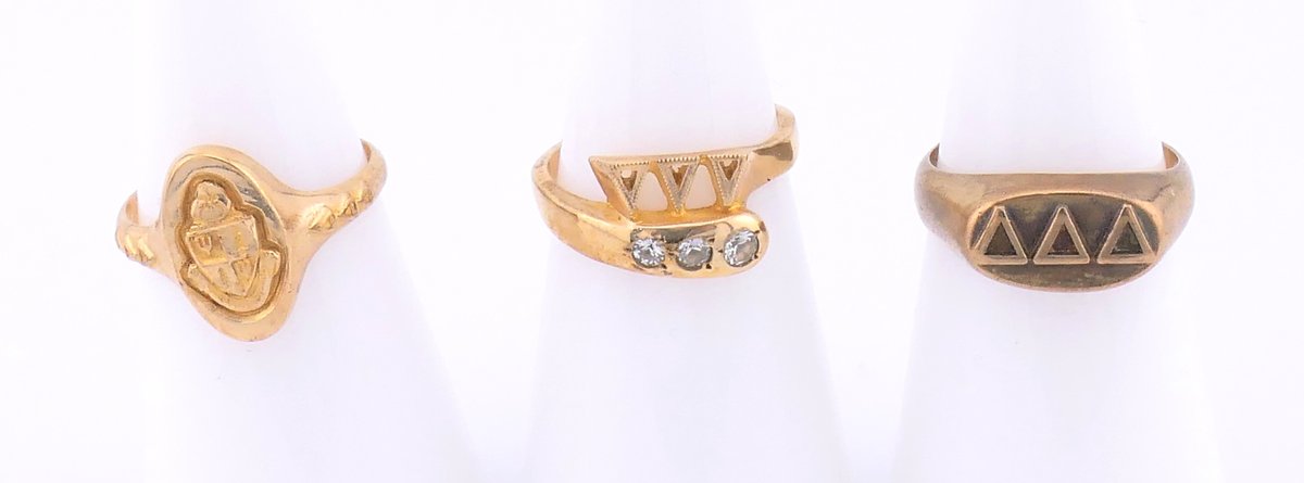 Three 10K Gold Sorority Rings