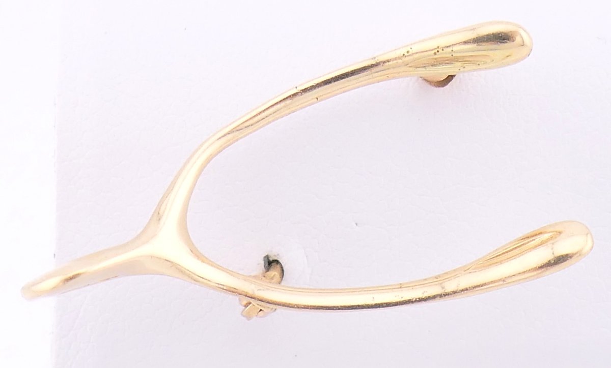 14K Gold Wishbone Pin
