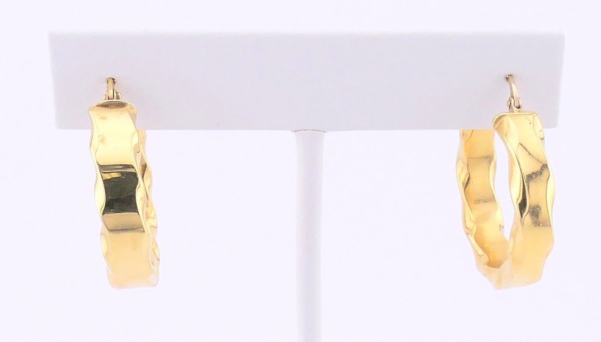 18K Gold Small Hoop Earrings with Twist Design