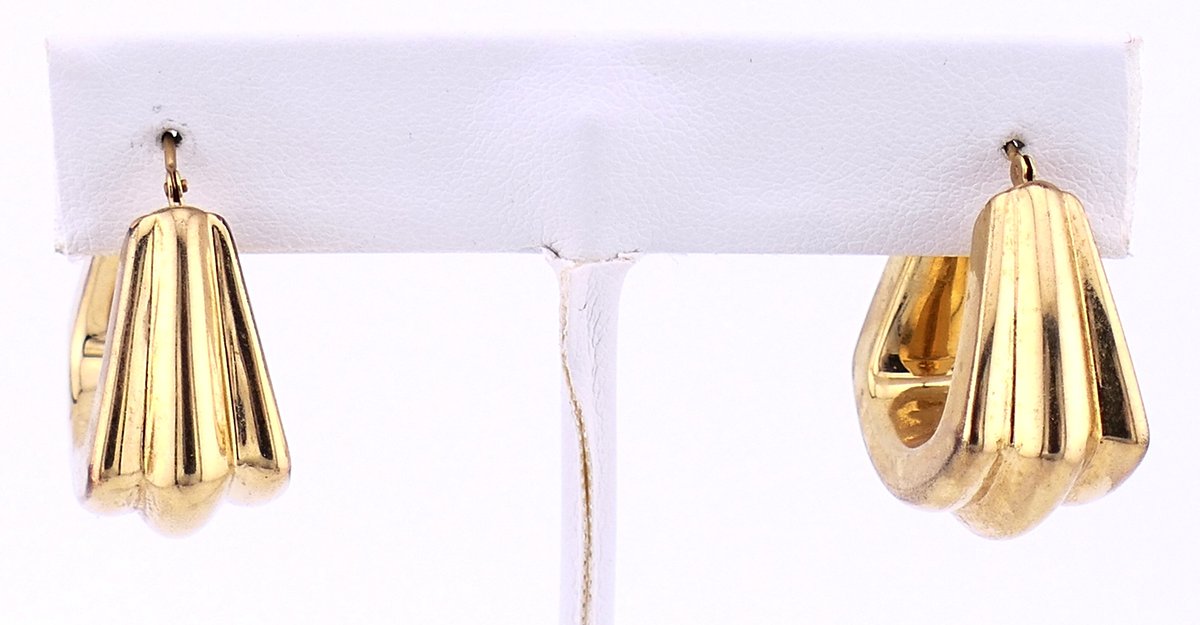 14K Gold Angular Art Deco Style Earrings